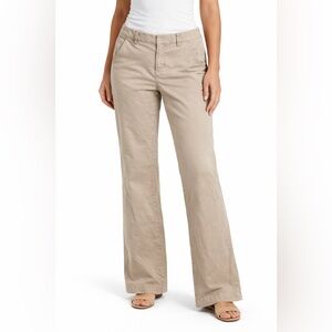 Gap Women’s Khaki Wide Leg Pants Size 8 Long Beige Stretch Cotton